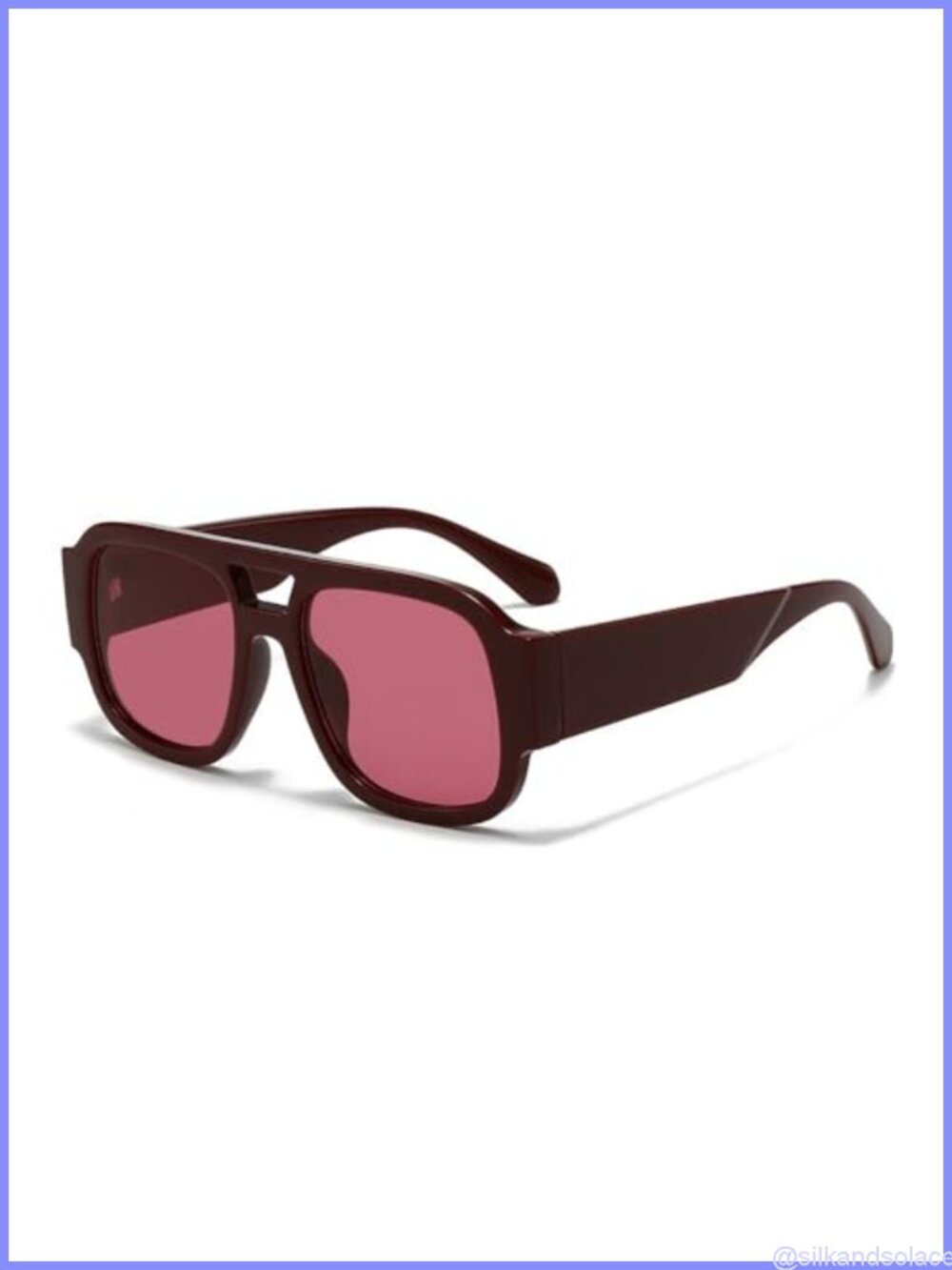 Double Bridge Rectangle Sunglasses Retro Square UV400 Protection Eyewear